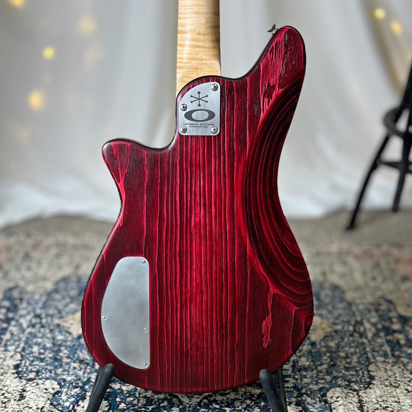 Carved Top Shelby TB2 30-Inch Short-Scale Bass in Cherry Bomb with Fralin Custom Big Single T-Bird Pickup Set (Passive) and V-V-T Electronics (Passive)