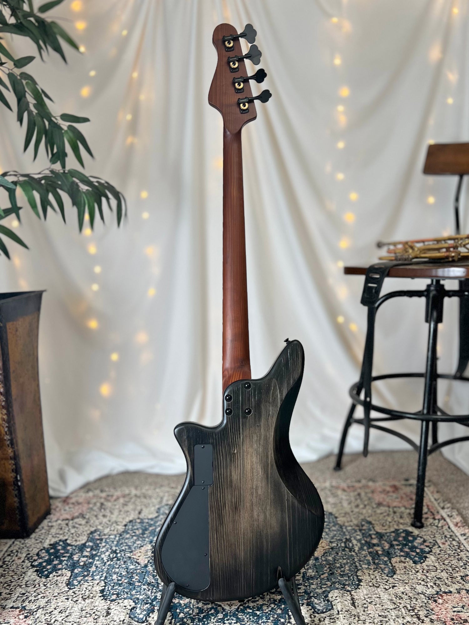 Modern Series Jacqueline SB2-34 34-Inch Long-Scale Bass in Coffee Bean with EMG E4W Pickup Set (Active) and EMG V/B/T and B64EQ (Active - 18v) - 2E042005 - Back Full