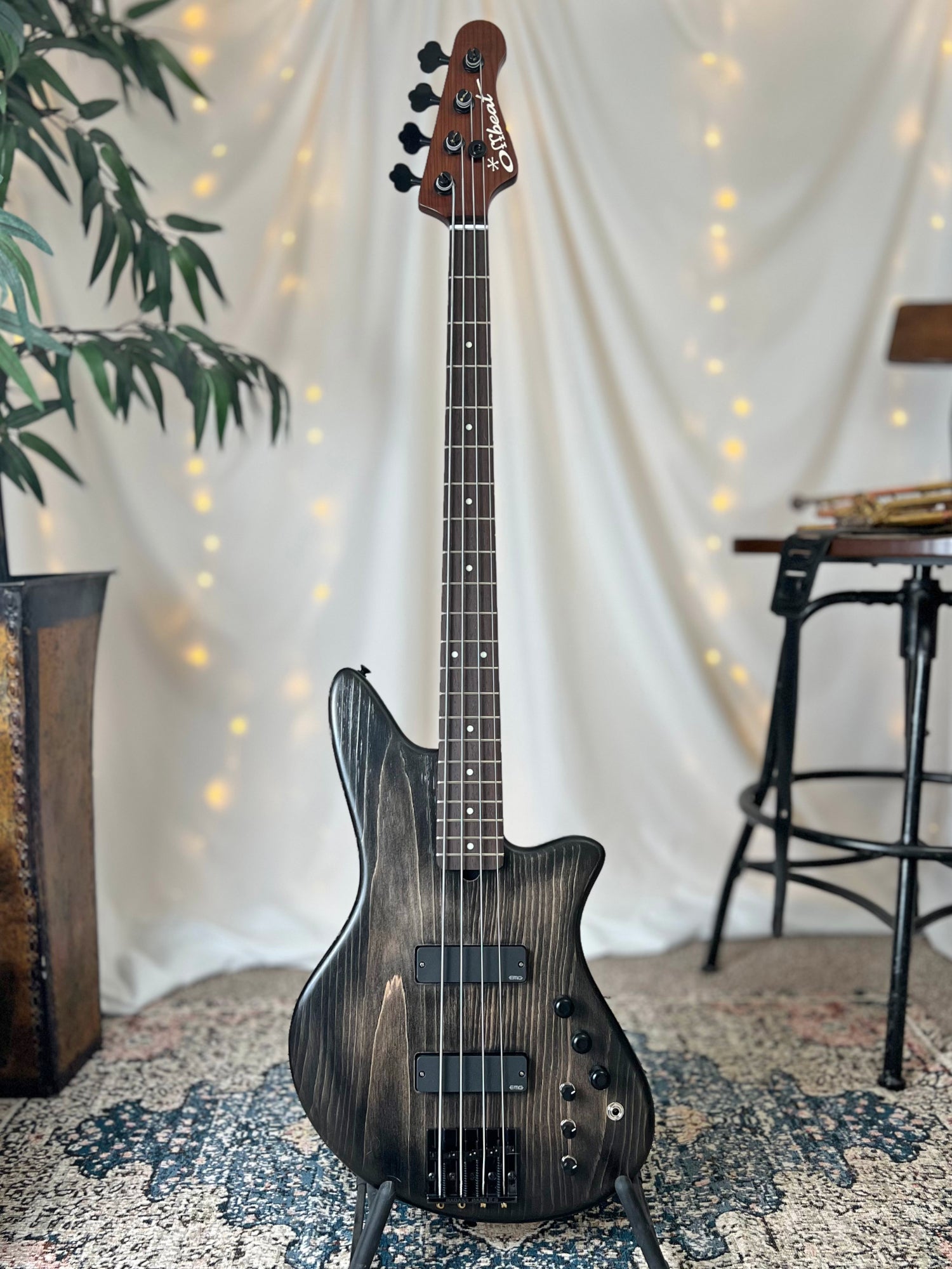 Modern Series Jacqueline SB2-34 34-Inch Long-Scale Bass in Coffee Bean with EMG E4W Pickup Set (Active) and EMG V/B/T and B64EQ (Active - 18v) - 2E042005 - Front Full