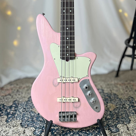 O Series Jacqueline J2-34 34-Inch Long-Scale Bass in Strawberry Milkshake with EMG JVHZ Pickup Set - 2E045001 - Front Square