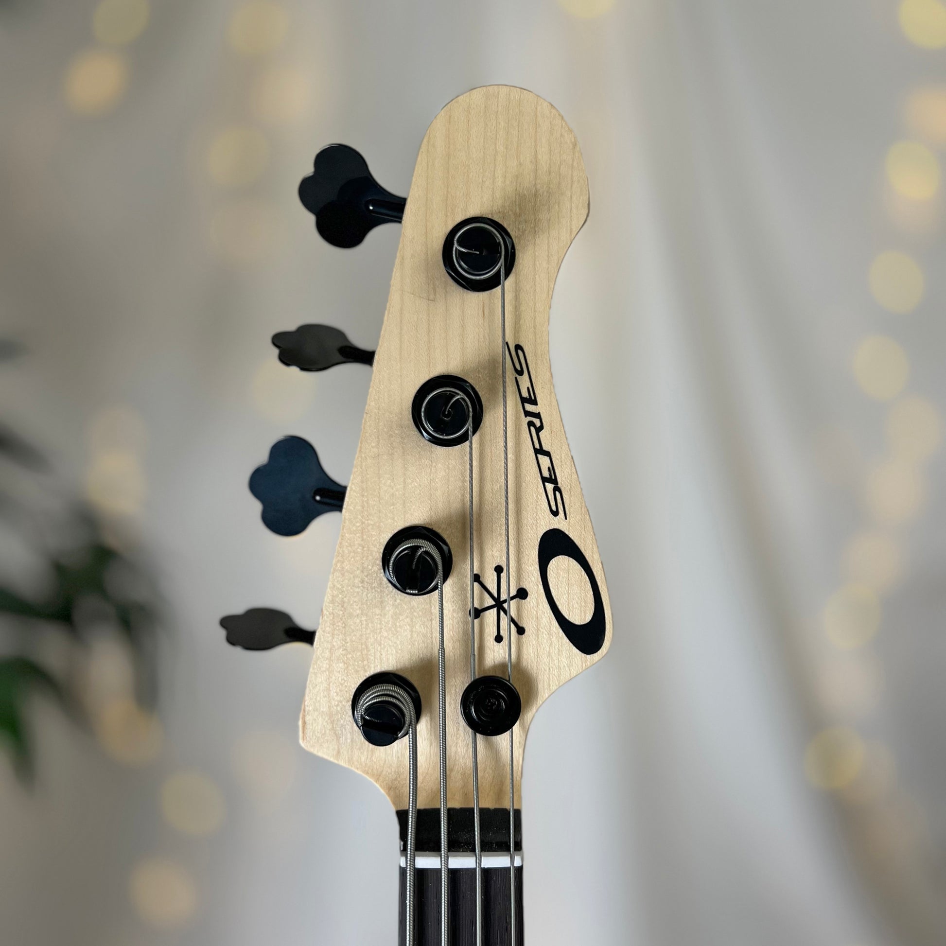 O* Series Jacqueline J2 34-Inch Long-Scale Bass in Bahama Nights with Tonerider Classic J Pickup Set (Passive) and V-V-T (Passive) Electronics - Headstock Front