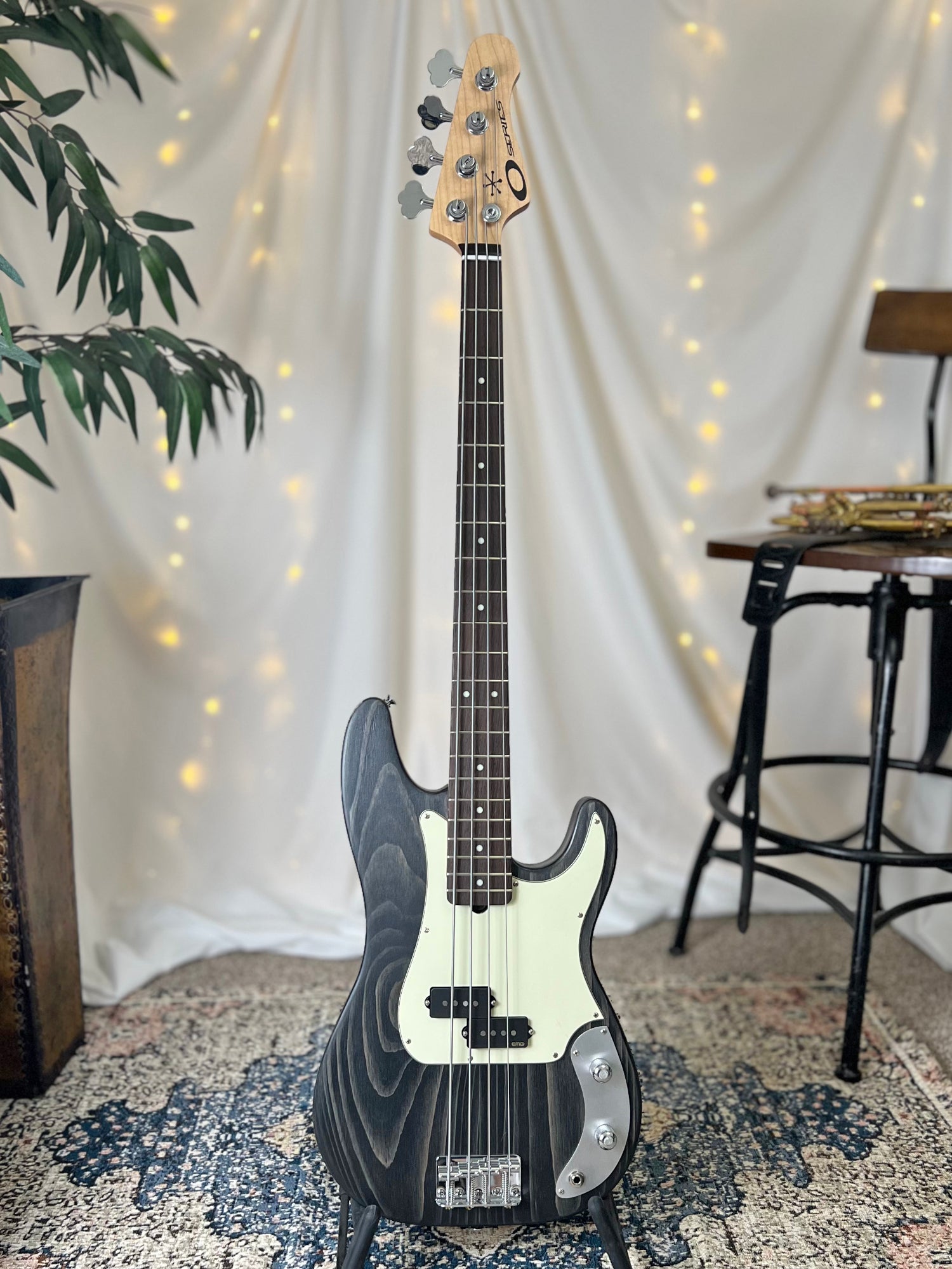 O* Series Pamela P 34-Inch Long-Scale Bass in Magic Black with EMG PVHZ Pickup (Passive) - 2E045002 - Front Full
