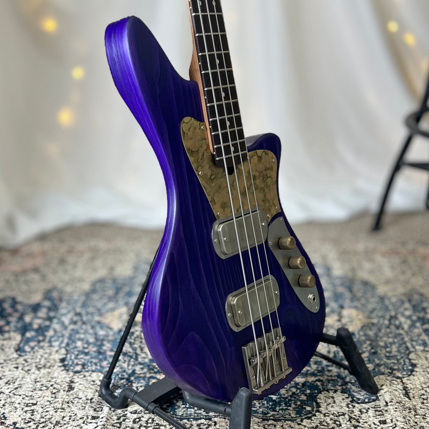 Traditional Series Jacqueline TB2-34 34-Inch Long-Scale Bass in Deep Purple with Fralin Custom Big Single T-Bird Pickup Set (Passive) and V/V/T (Passive) Electronics