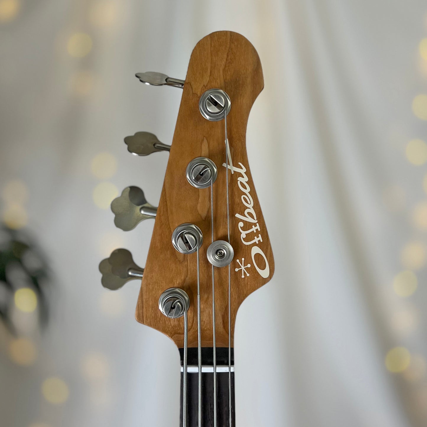 Traditional Jacqueline TB2-34 34-Inch Long-Scale Bass in Get Lucky Green with Fralin Custom Big Single T-Bird Pickup Set (Passive) and V-V-T Electronics (Passive) - 2E012002 - Headstock Front