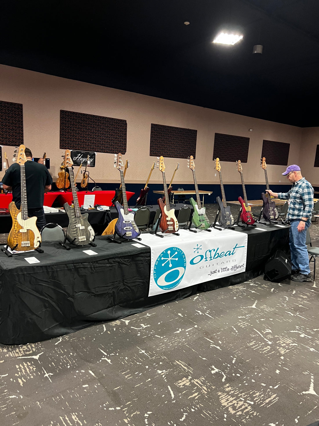 Offbeat Guitars exhibitor booth at the 2024 Colorado Guitar Show and Custom Luthier Expo