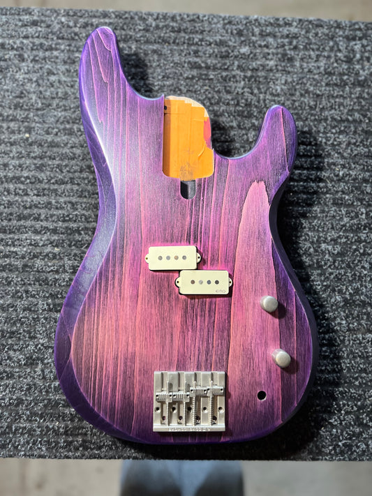 $500 DEPOSIT TO HOLD Pamela P-32 32-Inch Medium-Scale Bass in Purple Twilight with EMG Geezer Butler P (Passive) Pickup and V-T (Passive) Electronics - 2E122003 - Bass Body in Process 2