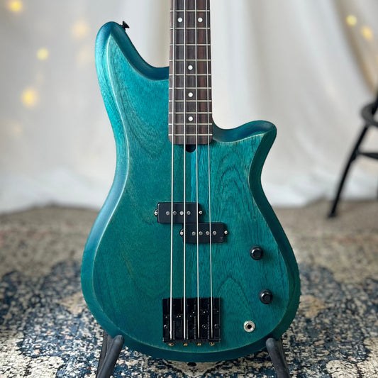 Carved Top Shelby P 30-Inch Short-Scale Bass in Turquoise with Nordstrand NP4 A3 Pickup (Passive) and V-T Electronics (Passive) - 2E072001 - Front Square