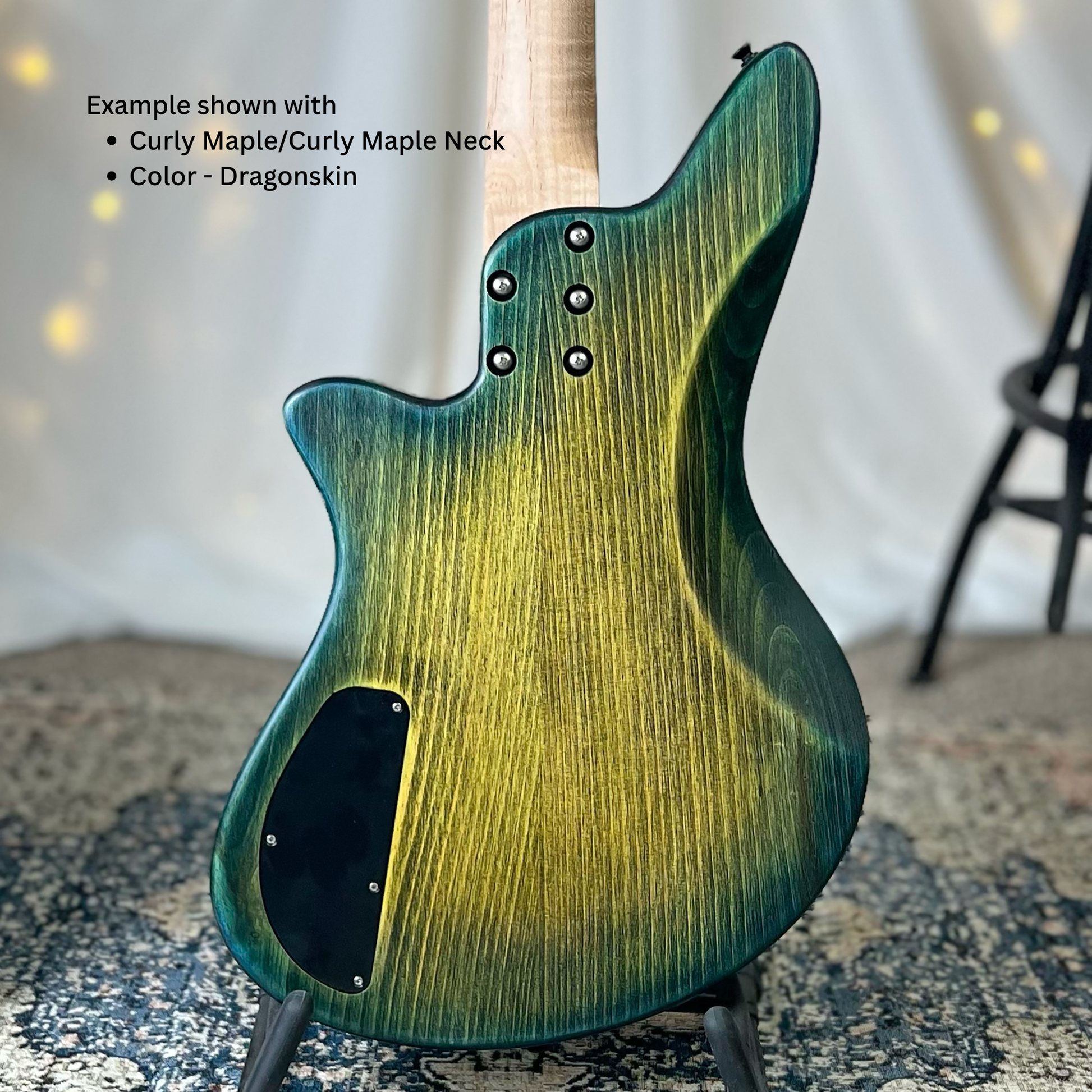 Example of Jacqueline J2-32 Back Square with Curly Maple/Curly Maple Neck Color Dragonskin