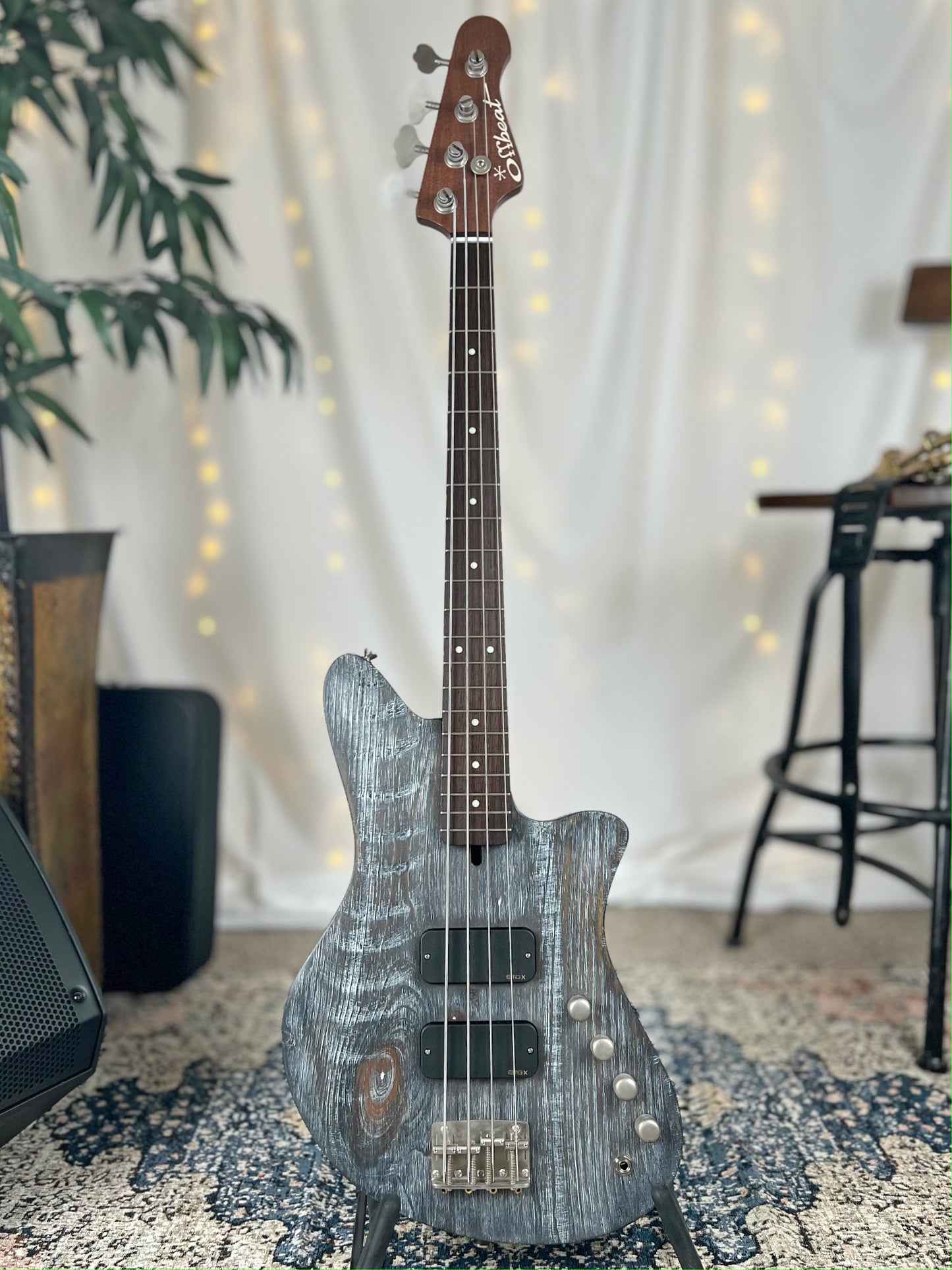 Jackie-O TB2 30-Inch Short-Scale Bass in Pewter Ceruse with EMG TBJAX (Active) Pickups and EMG V/V/T/EXB (Active) Electronics