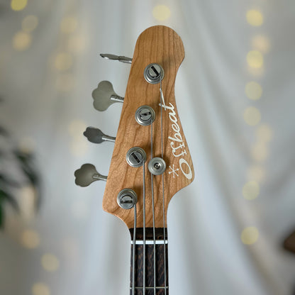 Jacqueline TB2 32-Inch Medium-Scale Bass in Pearl Gray with Fralin Big Single T-Bird Pickup Set (Passive) and V/V/T (Passive) Electronics