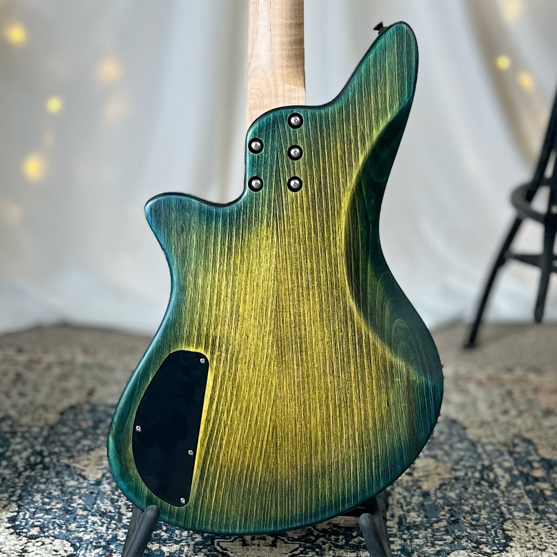 Jacqueline J2-32 32-Inch Medium-Scale Bass in Dragonskin on Textured Pine with Fralin Jazz Bass Pickup Set Passive and V-V-T Electronics Passive - 2E122001 - Back Square