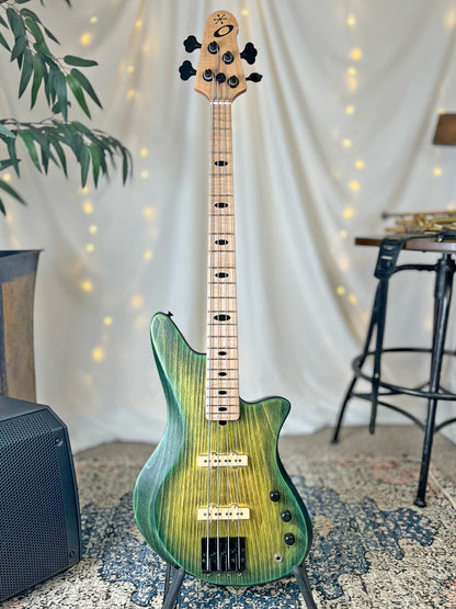 Jacqueline J2-32 32-Inch Medium-Scale Bass in Dragonskin on Textured Pine with Fralin Jazz Bass Pickup Set Passive and V-V-T Electronics Passive - 2E122001 - Front Full