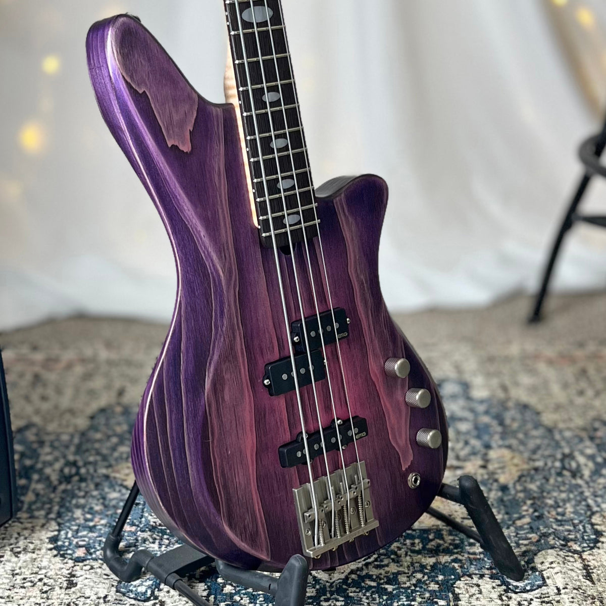 Jacqueline RPJ-32 32-Inch Medium-Scale Bass in Purple Twilight with EMG Geezer Butler PJ (Passive) Pickup Set and EMG SPPP/V/T (Passive) Electronics, PLEK Setup
