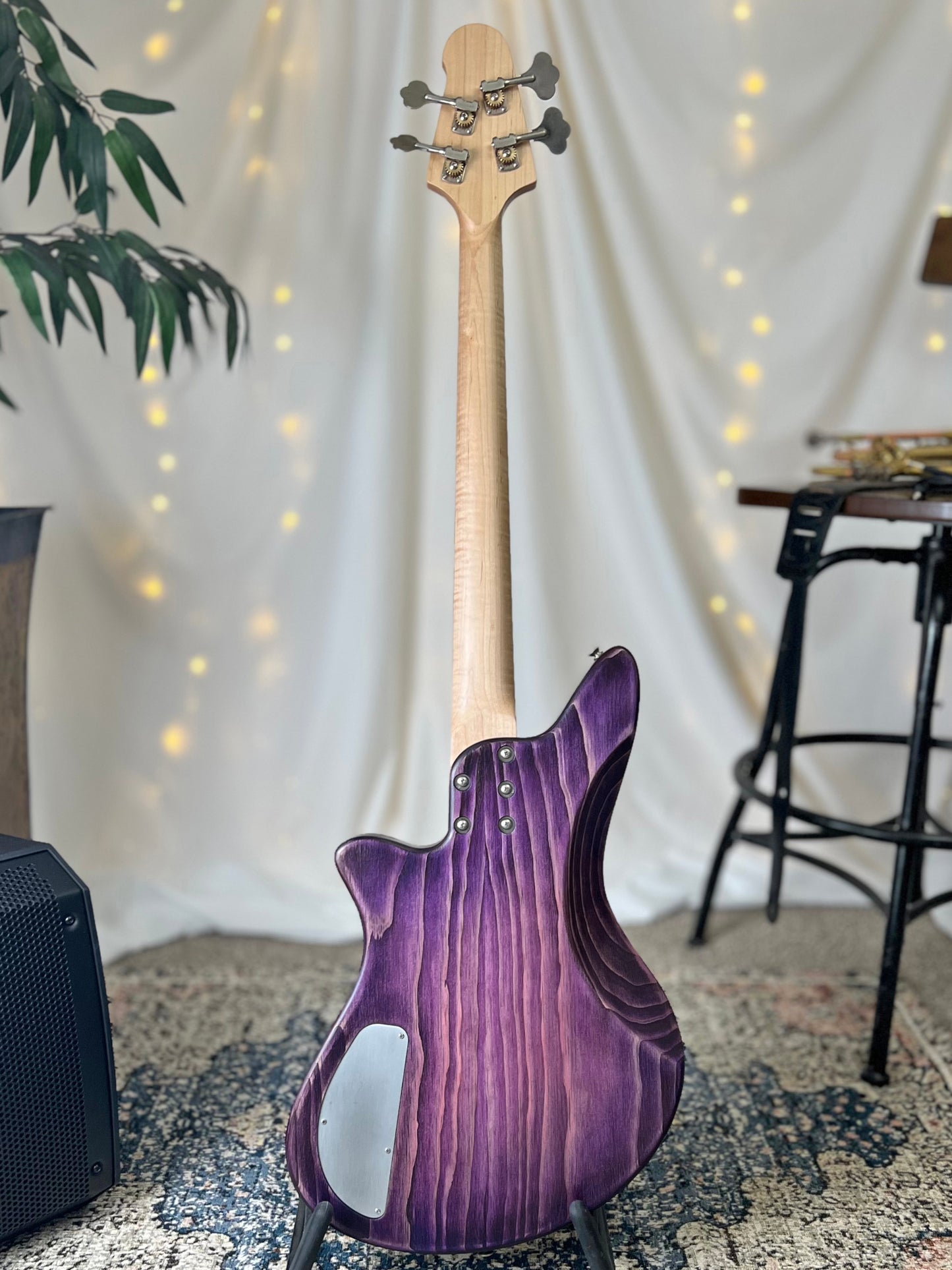 Jacqueline RPJ-32 32-Inch Medium-Scale Bass in Purple Twilight with EMG Geezer Butler PJ (Passive) Pickup Set and EMG SPPP/V/T (Passive) Electronics, PLEK Setup