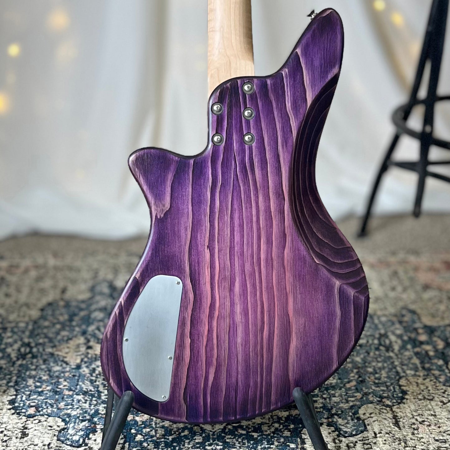 Jacqueline RPJ-32 32-Inch Medium-Scale Bass in Purple Twilight with EMG Geezer Butler PJ (Passive) Pickup Set and EMG SPPP/V/T (Passive) Electronics, PLEK Setup