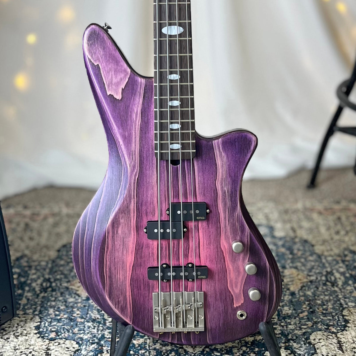 Jacqueline RPJ-32 32-Inch Medium-Scale Bass in Purple Twilight with EMG Geezer Butler PJ (Passive) Pickup Set and EMG SPPP/V/T (Passive) Electronics, PLEK Setup