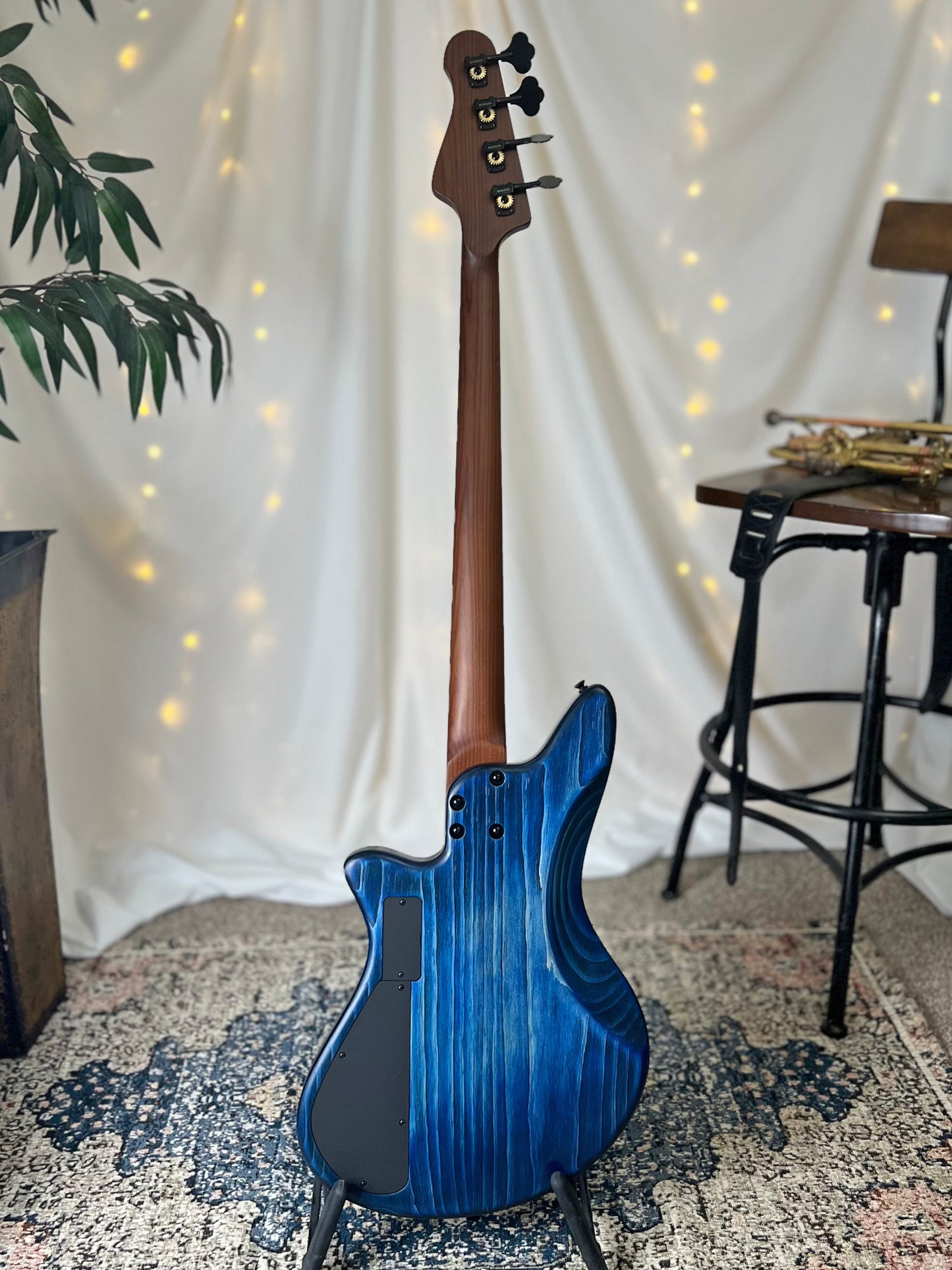Jacqueline RPJ-34 34-Inch Long-Scale Bass in Midnight Glow with EMG PCS/JA Pickup Set (Active) and EMG V/B/T and B64EQ (Active - 18v) - 2E042004 - Back Full
