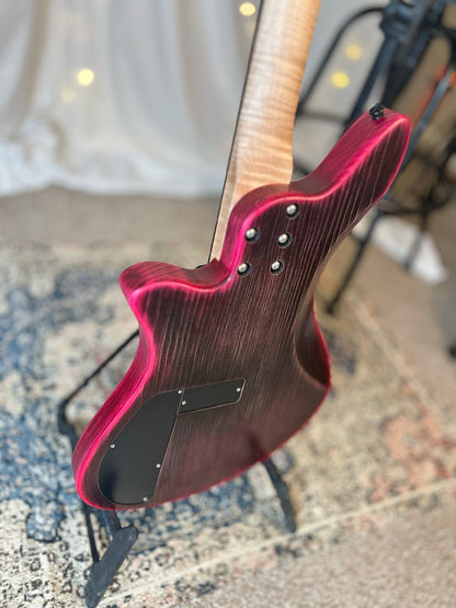 Jacqueline SB2-32 32-Inch Medium-Scale Bass in Rose Eclipse with Trickfish Split Coil (Passive) Pickup Set and Flexcore 2-Band (Active) Electronics, PLEK Setup