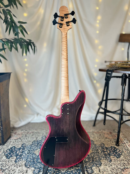 Jacqueline SB2-32 32-Inch Medium-Scale Bass in Rose Eclipse with Trickfish Split Coil (Passive) Pickup Set and Flexcore 2-Band (Active) Electronics, PLEK Setup