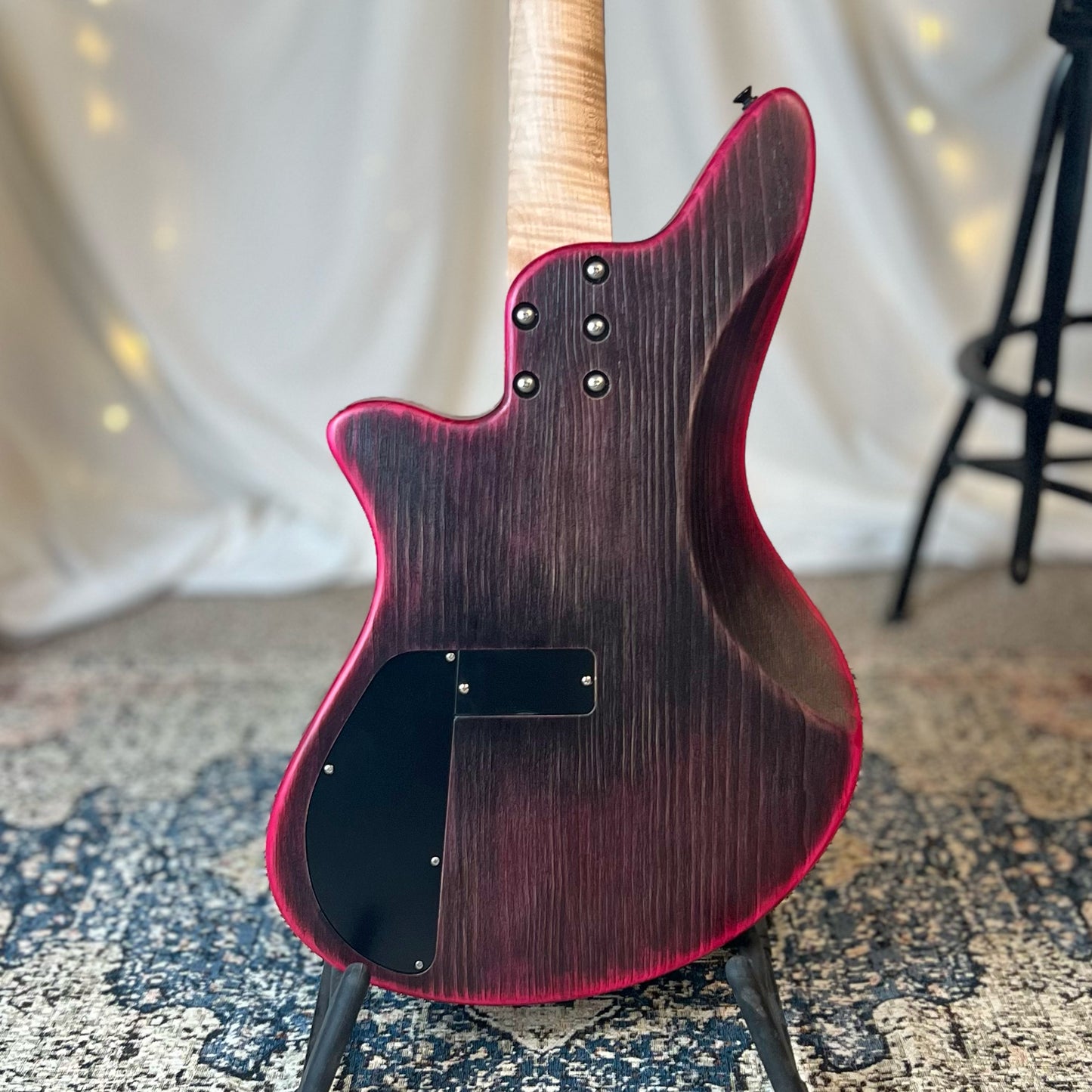 Jacqueline SB2-32 32-Inch Medium-Scale Bass in Rose Eclipse with Trickfish Split Coil (Passive) Pickup Set and Flexcore 2-Band (Active) Electronics, PLEK Setup