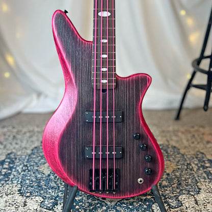 Jacqueline SB2-32 32-Inch Medium-Scale Bass in Rose Eclipse with Trickfish Split Coil (Passive) Pickup Set and Flexcore 2-Band (Active) Electronics, PLEK Setup