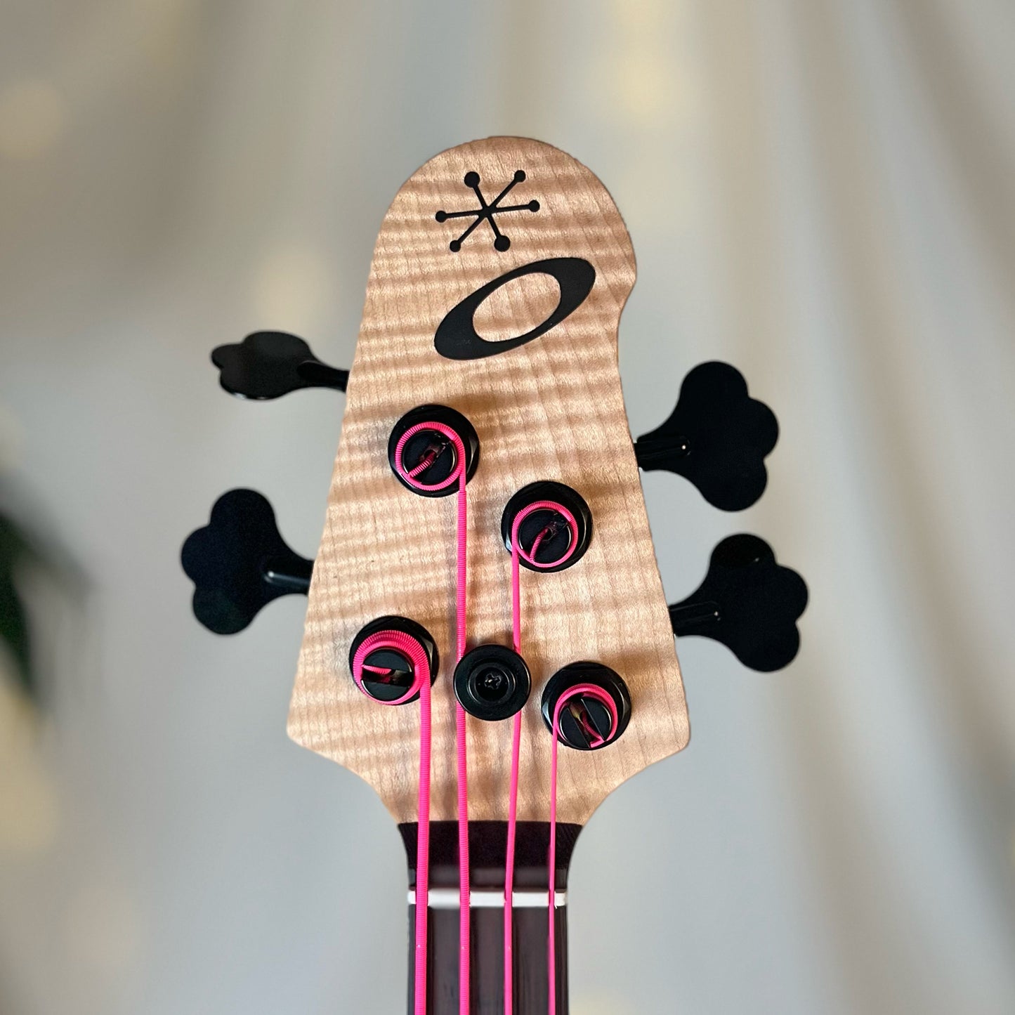 Jacqueline SB2-32 32-Inch Medium-Scale Bass in Rose Eclipse with Trickfish Split Coil (Passive) Pickup Set and Flexcore 2-Band (Active) Electronics, PLEK Setup