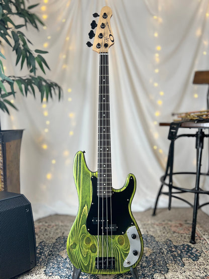 O* Series Pamela P 34-Inch Long-Scale Bass in Riddle Me This Green with Tonerider Classic P Pickup (Passive) - 2E015003 - Front Full