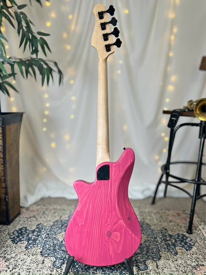 O Series Shelby P 30-Inch Short-Scale Bass in Power Pink with Tonerider Classic P Pickup - 2D105001 - Back Full