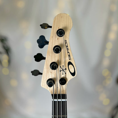 O Series Shelby P 30-Inch Short-Scale Bass in Power Pink with Tonerider Classic P Pickup - 2D105001 - Headstock Front