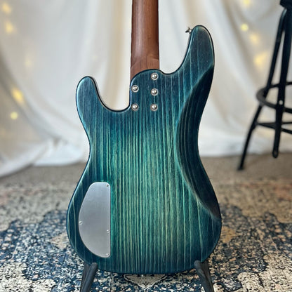 Pamela P-32 32-Inch Medium-Scale Bass in Deep Water Glow with Fralin P-Bass (Passive) Pickup and V-T-Varitone (Passive) Electronics, PLEK Setup