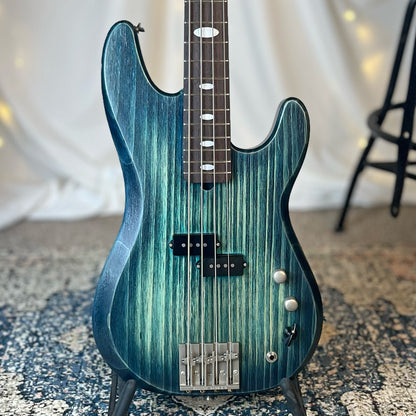 Pamela P-32 32-Inch Medium-Scale Bass in Deep Water Glow with Fralin P-Bass (Passive) Pickup and V-T-Varitone (Passive) Electronics, PLEK Setup