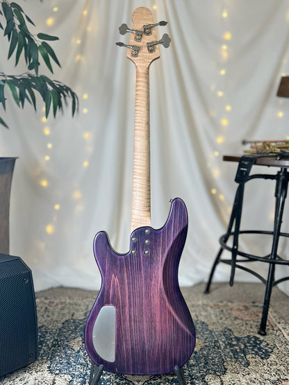 Pamela P-32 32-Inch Medium-Scale Bass in Purple Twilight on Textured Pine with EMG Geezer Butler P Pickup Passive and SPPP T Electronics Passive - 2E122003 - Back Full