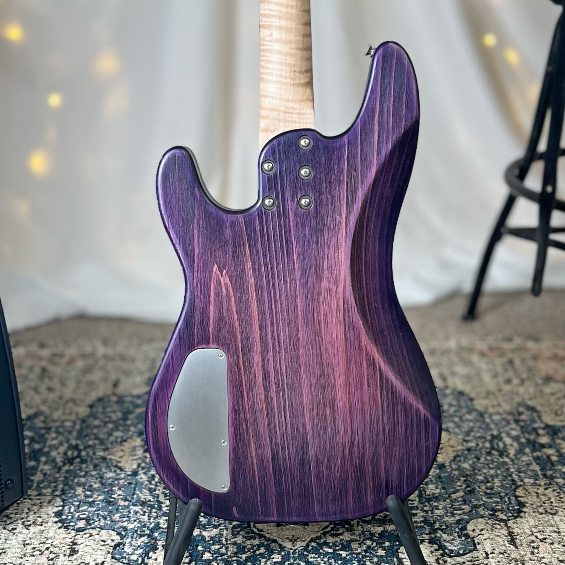 Pamela P-32 32-Inch Medium-Scale Bass in Purple Twilight on Textured Pine with EMG Geezer Butler P Pickup Passive and SPPP T Electronics Passive - 2E122003 - Back Square