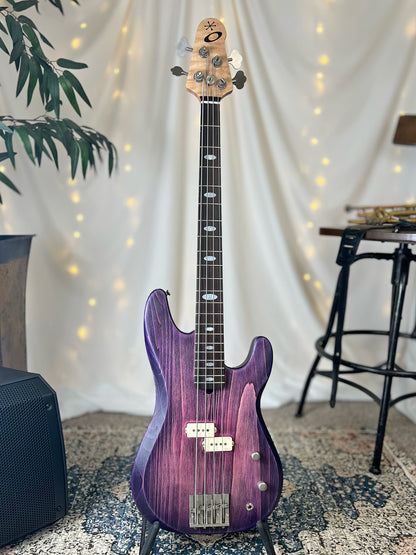 Pamela P-32 32-Inch Medium-Scale Bass in Purple Twilight on Textured Pine with EMG Geezer Butler P Pickup Passive and SPPP T Electronics Passive - 2E122003 - Front Full