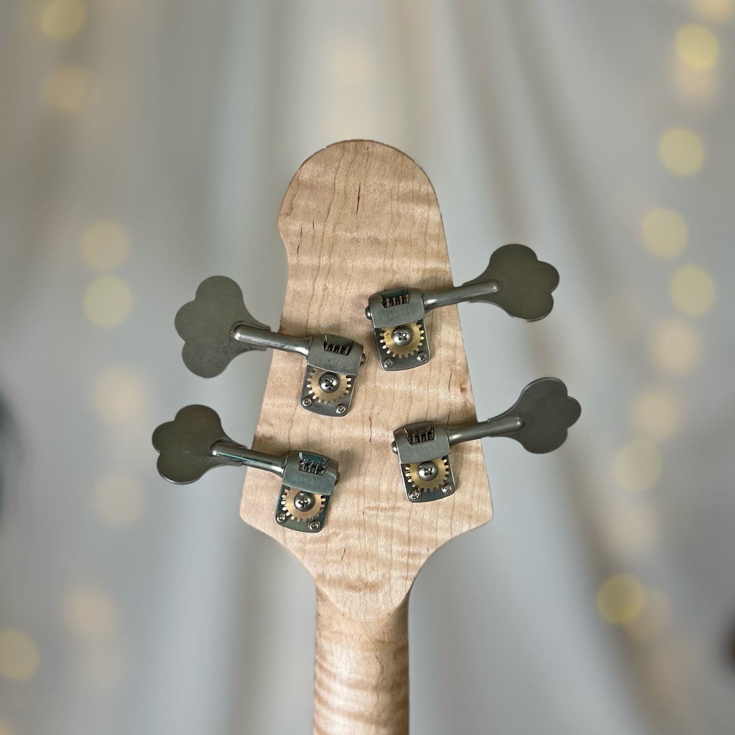 Pamela P-32 32-Inch Medium-Scale Bass in Purple Twilight on Textured Pine with EMG Geezer Butler P Pickup Passive and SPPP T Electronics Passive - 2E122003 - Headstock Back