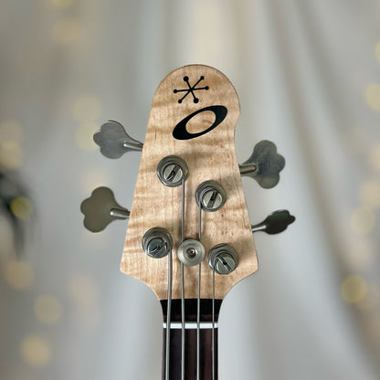 Pamela P-32 32-Inch Medium-Scale Bass in Purple Twilight on Textured Pine with EMG Geezer Butler P Pickup Passive and SPPP T Electronics Passive - 2E122003 - Headstock Front