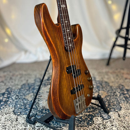 Pamela PJ-32 32-Inch Medium-Scale Bass in Tiger Eye with EMG Geezer Butler PJ (Passive) Pickup Set and SPPP-V-T (Passive) Electronics, PLEK Setup
