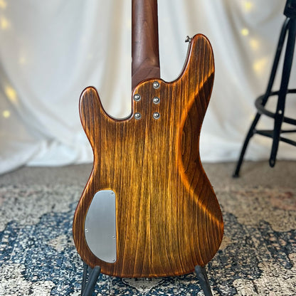 Pamela PJ-32 32-Inch Medium-Scale Bass in Tiger Eye with EMG Geezer Butler PJ (Passive) Pickup Set and SPPP-V-T (Passive) Electronics, PLEK Setup