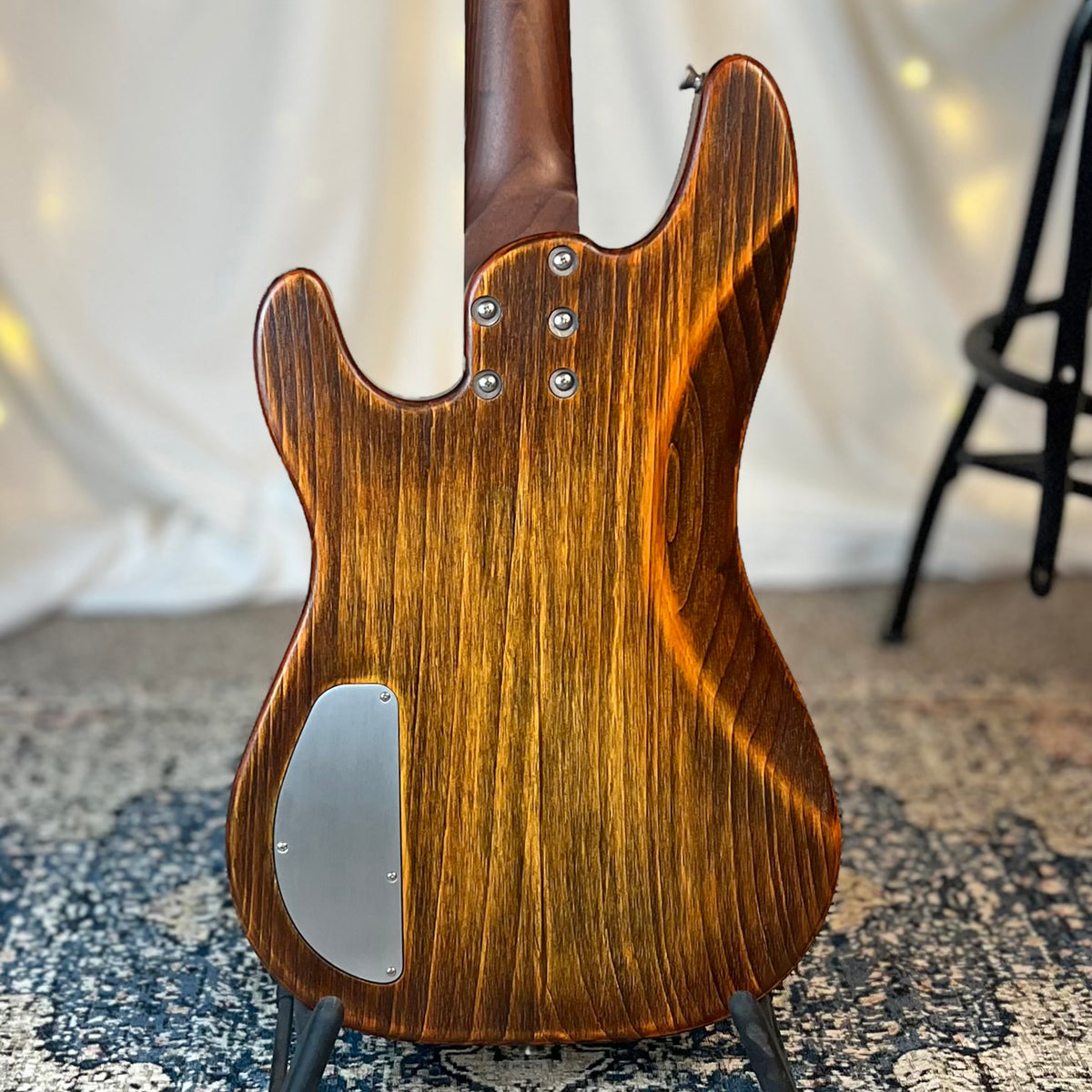 Pamela PJ-32 32-Inch Medium-Scale Bass in Tiger Eye with EMG Geezer Butler PJ (Passive) Pickup Set and SPPP-V-T (Passive) Electronics, PLEK Setup