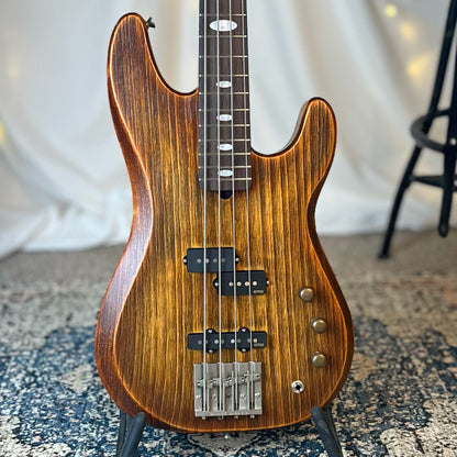 Pamela PJ-32 32-Inch Medium-Scale Bass in Tiger Eye with EMG Geezer Butler PJ (Passive) Pickup Set and SPPP-V-T (Passive) Electronics, PLEK Setup