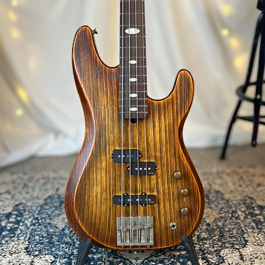 Pamela PJ-32 32-Inch Medium-Scale Bass in Tiger Eye with EMG Geezer Butler PJ (Passive) Pickup Set and SPPP-V-T (Passive) Electronics, PLEK Setup