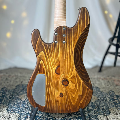 Pamela S-32 32-Inch Medium-Scale Bass in Toasted Caramed on Textured Knotty Pine with Fralin Split 51P Bass Pickup Passive and V-T Electronics Passive - 2E112002 - Back Square