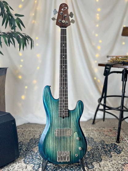 Pamela TB-32 32-Inch Medium-Scale Bass in Ocean Forest with a Fralin Custom Big Single T-Bird (Passive) Pickup and V-T (Passive) Electronics - 2E072005 - 
Front Full