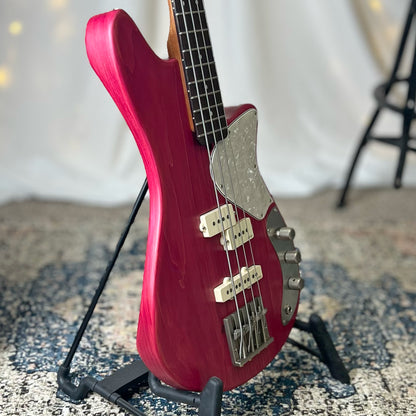 Shelby PJ 30-Inch Short-Scale Bass in Raspberry Beret with EMG Geezer Butler PJ (Passive) Pickup Set and EMG SPPP/V/T (Passive) Electronics