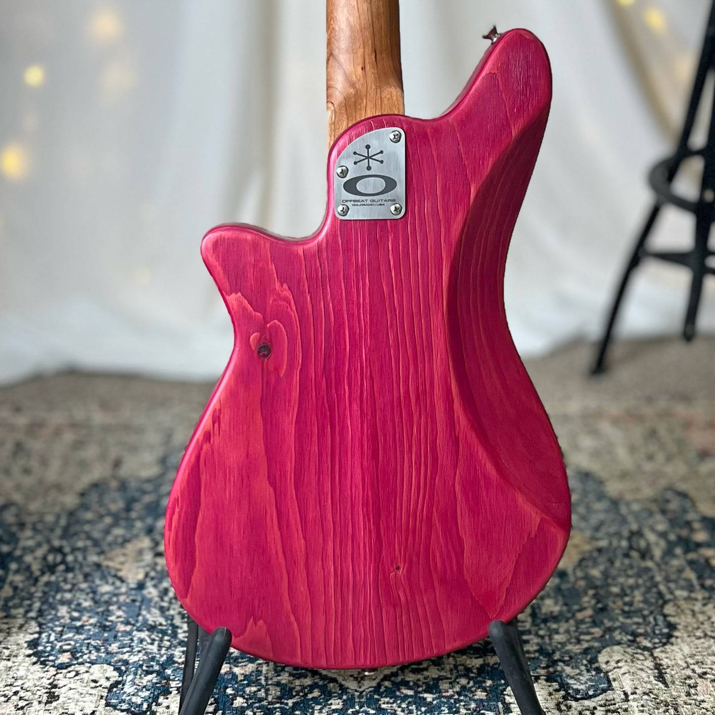 Shelby PJ 30-Inch Short-Scale Bass in Raspberry Beret with EMG Geezer Butler PJ (Passive) Pickup Set and EMG SPPP/V/T (Passive) Electronics