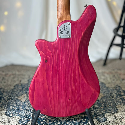 Shelby PJ 30-Inch Short-Scale Bass in Raspberry Beret with EMG Geezer Butler PJ (Passive) Pickup Set and EMG SPPP/V/T (Passive) Electronics
