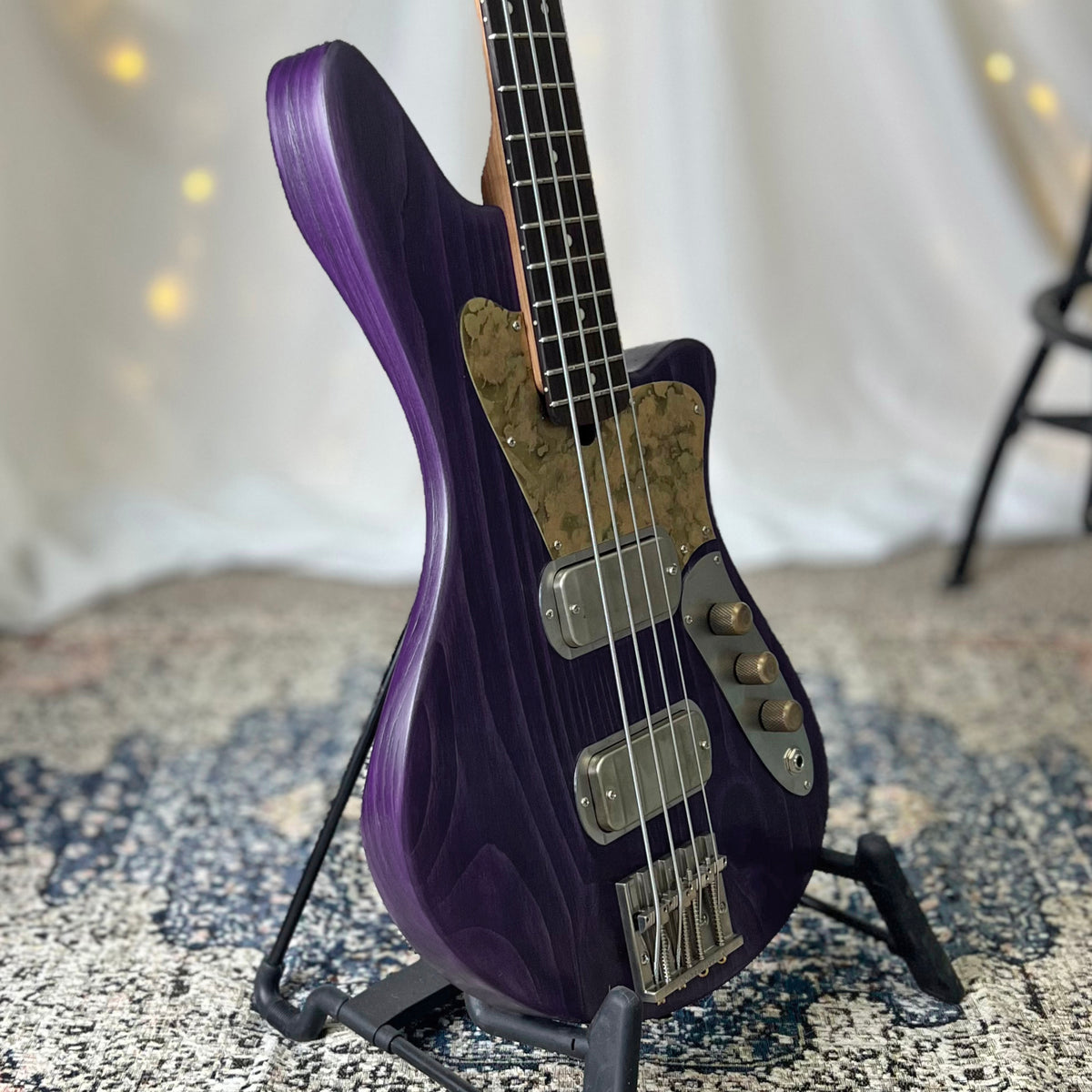 CLEARANCE - PLEK Setup - Traditional Series Jacqueline TB2-34 34-Inch Long-Scale Bass in Deep Purple with Fralin Custom Big Single T-Bird Pickup Set (Passive) and V/V/T (Passive) Electronics
