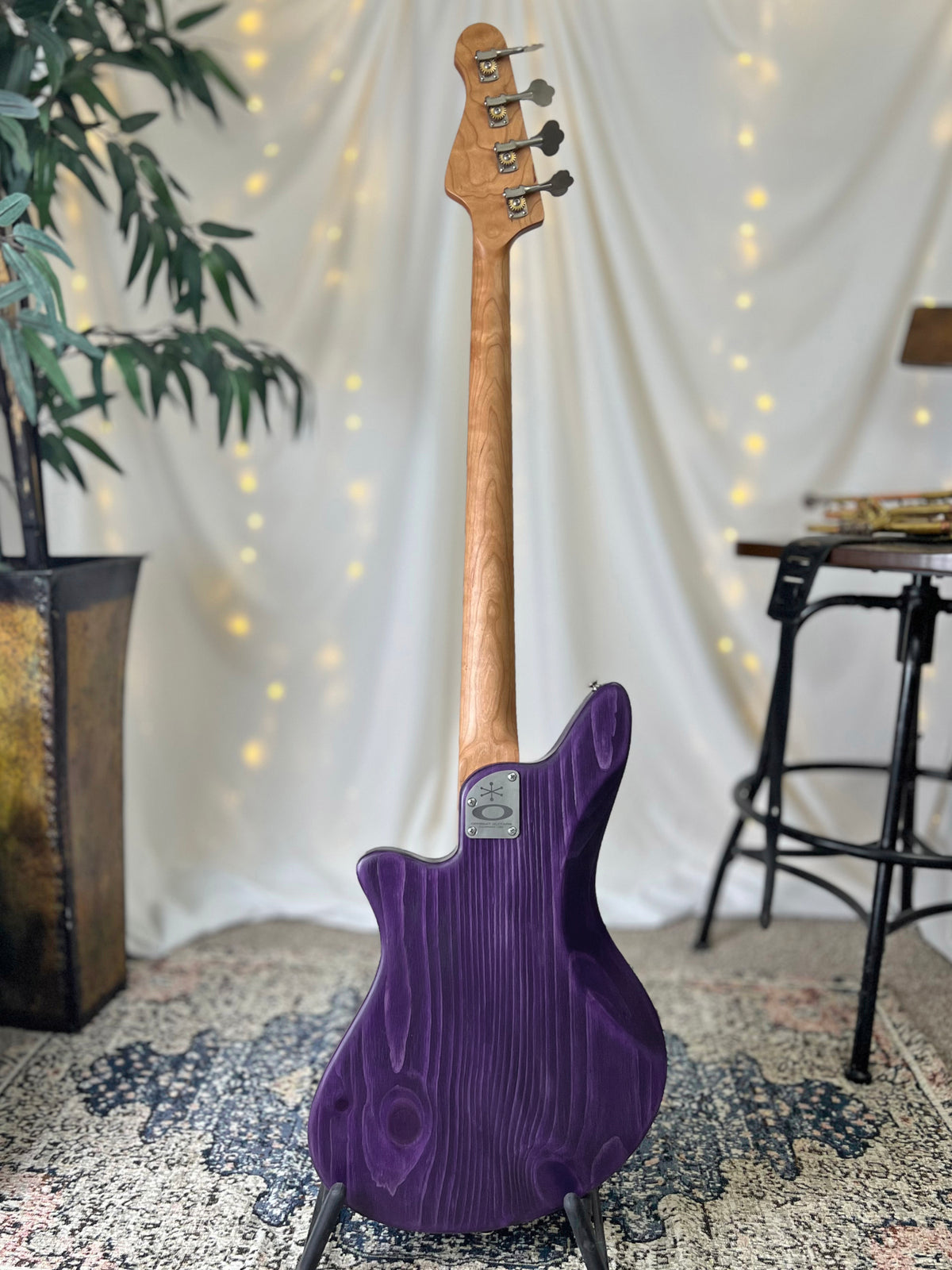 CLEARANCE - PLEK Setup - Traditional Series Jacqueline TB2-34 34-Inch Long-Scale Bass in Deep Purple with Fralin Custom Big Single T-Bird Pickup Set (Passive) and V/V/T (Passive) Electronics