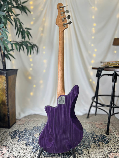 CLEARANCE - PLEK Setup - Traditional Series Jacqueline TB2-34 34-Inch Long-Scale Bass in Deep Purple with Fralin Custom Big Single T-Bird Pickup Set (Passive) and V/V/T (Passive) Electronics