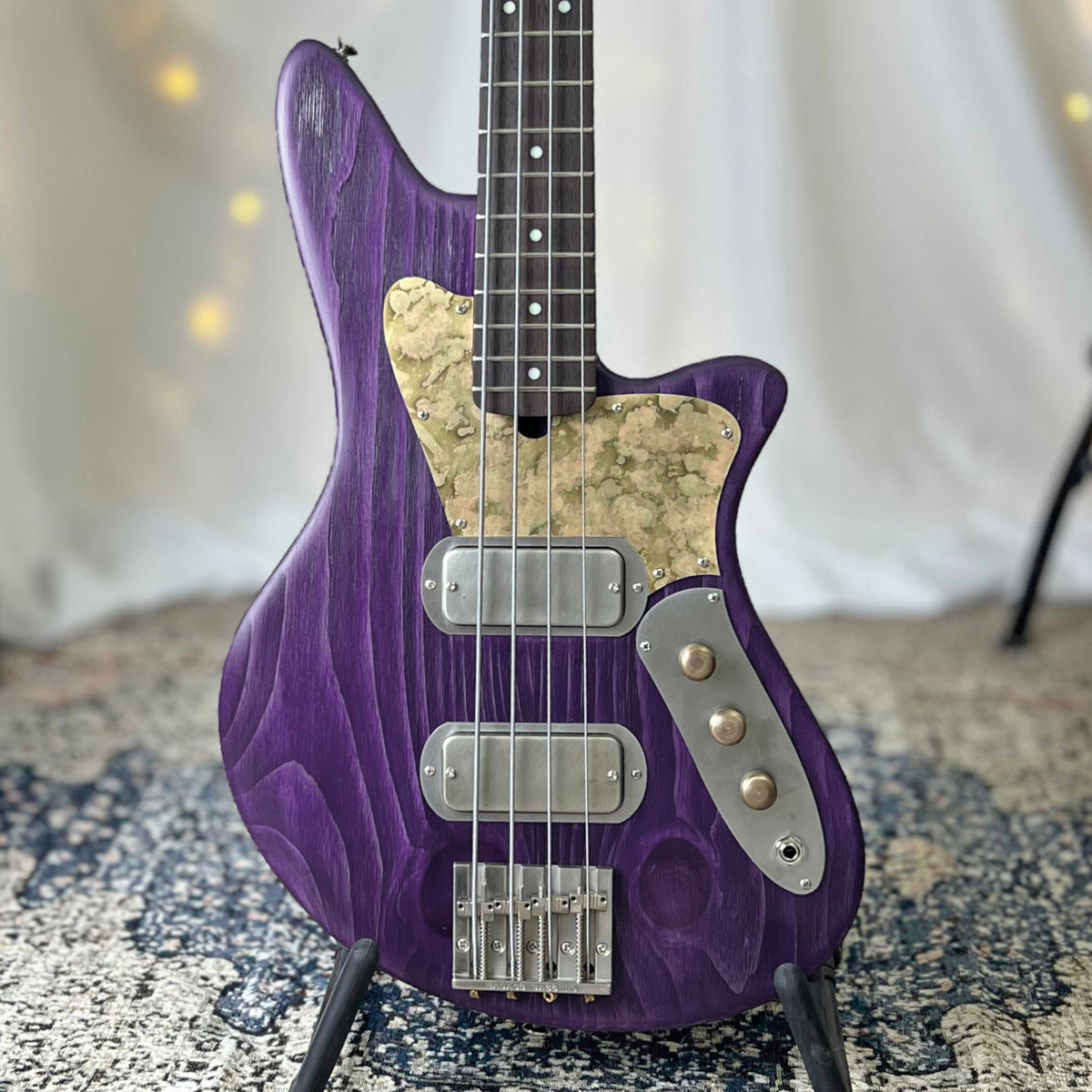 CLEARANCE - PLEK Setup - Traditional Series Jacqueline TB2-34 34-Inch Long-Scale Bass in Deep Purple with Fralin Custom Big Single T-Bird Pickup Set (Passive) and V/V/T (Passive) Electronics
